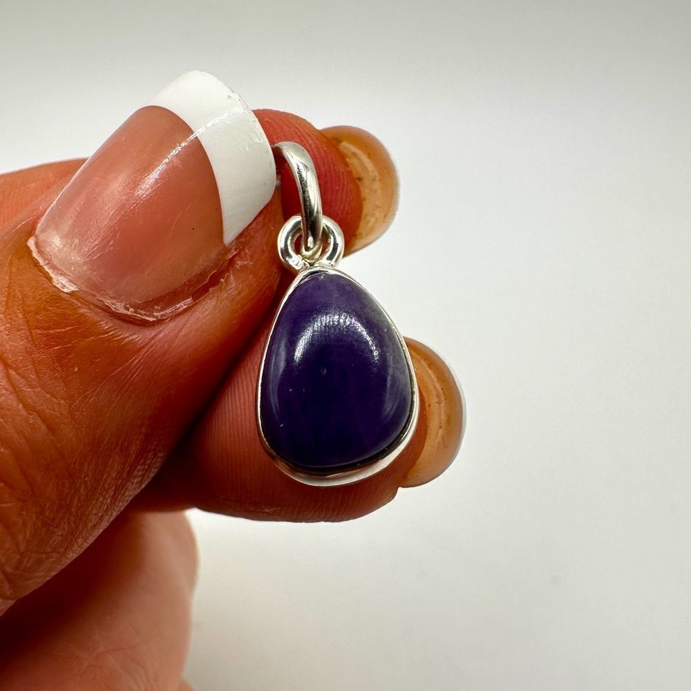 NWOT Genuine 9x13mm Sugilite pendant in stamped sterling silver!